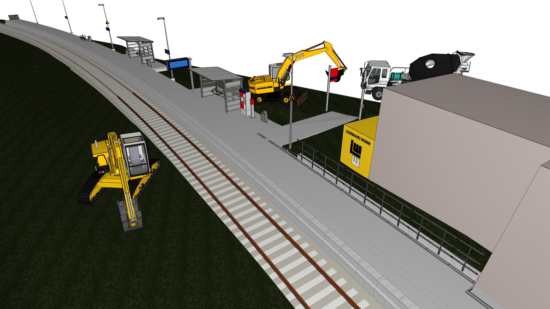 Abbildung aus einer digitalen Bauwerksdatenmodellierung (BIM), die zur Planung des des Bahnhofs benutzt wurde.