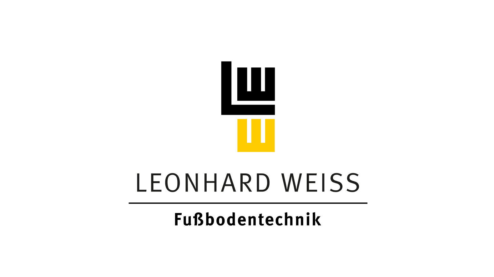 The LEONHARD WEISS logo features stylised letters in black and yellow, with the words “Flooring Technology” underneath.